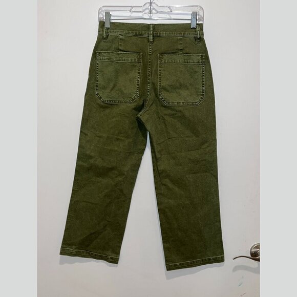 NWT J.Crew Size 27p Garment-Dyed Slim Wide Leg Jean Green SP' 2021 AV814 - Picture 4 of 14